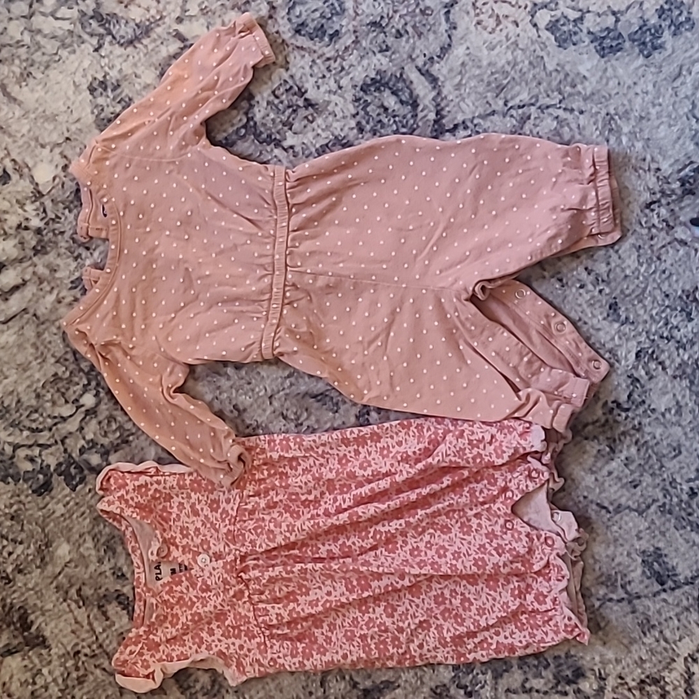 TWO rompers 0-3 month baby girl